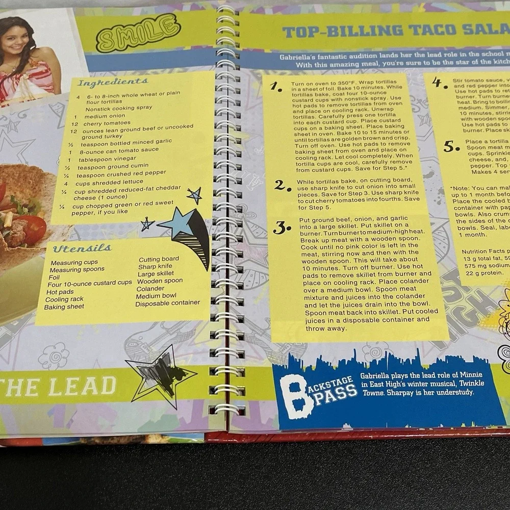 High School Musical COOKBOOK Awesome Eats East High 2008 1st Edition Spiral Book
